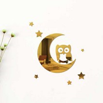 인테리어 아크릴거울 안전 포인트 붙이는 벽장식 인테리어소품, 부엉이(골드)
