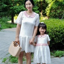 엄마랑커플룩 해피아이 화이트 레이스 원피스