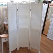 가구야히메 원목 갤러리 패널 파티션 3단, 화이트