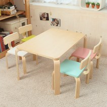 일루일루 프로스 어린이 유아 책상세트 스퀘어형 (책상 1개 의자 2개), 내추럴책상 민트의자2개
