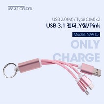 USB3.1젠더 C타입 2선 여행용 레저용 충전 케이블 동시충전 가능 충전전용, NA915