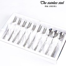 한일스텐레스 커트러리 티스푼3P 과일포크 7P 10p세트 리본, 1박스, 과일포크7개 티스푼3개