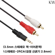 netmate kw-NMA 3.5파이 스테레오-2RCA 컴퓨터 스피커 케이블 음향선, 검정, 10m