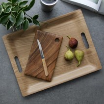 오반자이 국산 논슬립 우드 사각 핸들 트레이