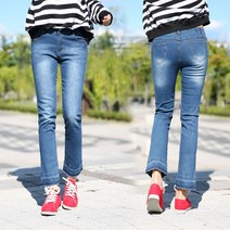동대문스타일 여자청바지 일자핏 9부 스티치 커팅진 여성데님 LP891