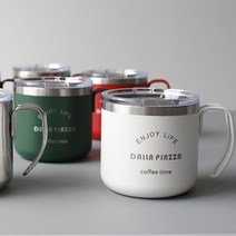 달라피아자 스텐 보온 보냉 뚜껑 머그컵 350ml, 레드, 1개