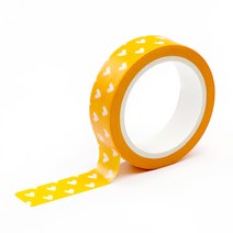 [프린텍] 디자인 마스킹 테이프 (노랑 분홍 빨강 청록 파랑 초록 회색) 나팔꽃 빗살 물방울 눈꽃, DM19-1510 옐로하트