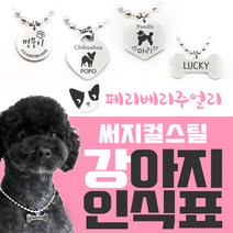 페리베리 강아지인식표 써지컬스틸 [블랙레이져각인] 목걸이, 4 빅뼈다귀