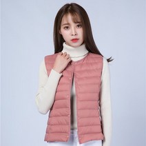 에스린 오리털 경량조끼패딩 라운드&V넥 패딩베스트 오후3시주문건까지 당일배송
