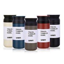 소소일상 TRAVEL 휴대용 텀블러 350ml 보온병 보냉병, 트레블텀블러 카키+블랙