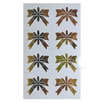 리본 금장스티커802(38x38mm)(4매) /청첩장라벨/웨딩스티커/결혼스티커/리본견출지