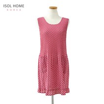이솔홈 도트 쉬폰 원피스 앞치마, 도트 핫핑크
