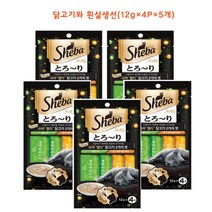 쉬바 멀티 짜먹는 고양이간식 닭고기와 흰살생선(12g 4p) 5개
