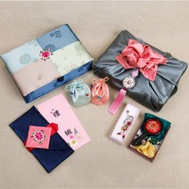 윤씨방 목단화 현금 애교 예단함 풀세트 5종, 예단보_남색x예단용_정보포함인쇄