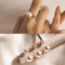 은반지 92.5실버반지 럭셔리 명품 진주 엔 큐빅 연예인 순은 링 여성 반지