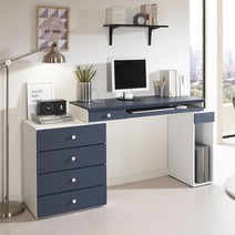 퍼니아트 리첼 입식 컴퓨터책상, 인디고블루