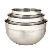 쿠이지프로 믹싱볼 3종 세트, Stainless Steel, 4.7L+2.8L+1.4L