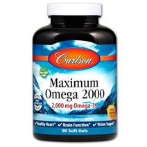 Carlson Labs 칼슨랩스 미국직배송 노르웨이 맥시멈 오메가-3s 2000mg 90소프트젤 레몬 맛 정품, 4병