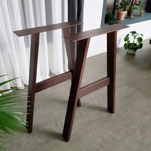 프라이드리빙 홈바 철제 테이블다리(2개1세트)_A자형 우드슬랩다리 홈바테이블다리 홈바식탁다리 가구부속자재, 다리색상:브라운(밤색)