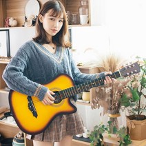 38인치 고퀄리티 어쿠스틱기타 클래식통기타 포크기타 초보 입문용 남여공용, 브라운, SD108