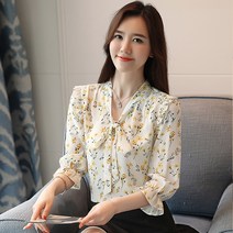 포플러앤씨 헤레나 쉬폰 블라우스 11072 여성 여름 프릴 플라워 셔츠