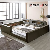 세진침대 코코 LED 수납 범퍼형 패밀리침대, 9-4.코코 범퍼형 패밀리침대+솔리드7존40T_모카그레이