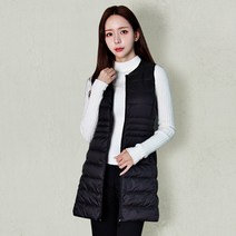 JYCOMPANY 오리털 100% 여성 집업 롱패딩조끼