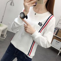 루나걸 먼트 배색 긴팔티 여성 라운드넥 데일리룩 캐주얼 맨투맨