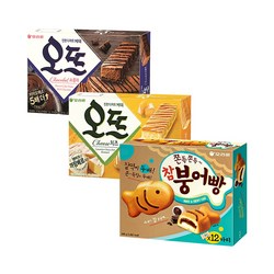 오리온 오뜨 쇼콜라 150g + 오뜨 치즈 144g + 참붕어빵 348g, 1세트, 642g