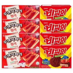 해태 크라운 후렌치파이 딸기 192g+빅파이 딸기 216g 4개씩 (총 8개) 곽과자 세트
