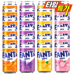 [드링킹] 환타 제로 350ml 4종 오렌지+파인애플+포도+피치 x 6개씩 (총24개)