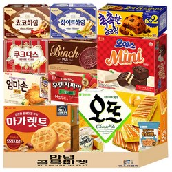 사무실 인기 과자 세트 10종(+1) 탕비실 간식 ( 오예스미니 초코하임 화이트하임 쿠크다스 촉촉한초코칩 빈츠 엄마손 마가렛트 오뜨치즈 후렌치파이 소라과자 ) 세트, 2개, 192g