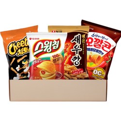 매콤 스낵세트 (스윙칩 치토스 매운새우깡 꼬깔콘), 1세트, 4종