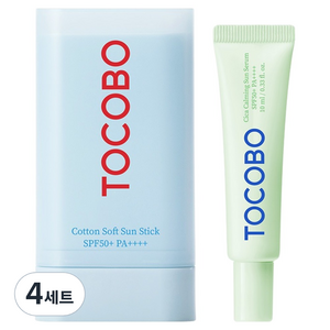 토코보 코튼 소프트 선스틱 19g + 시카 카밍 선세럼 10ml SPF50+ PA++++ 세트, 4세트