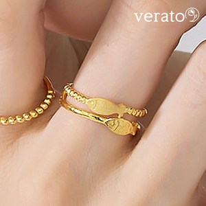 베라토 24K 순금 행운의 두 줄 물고기 반지 3.75g