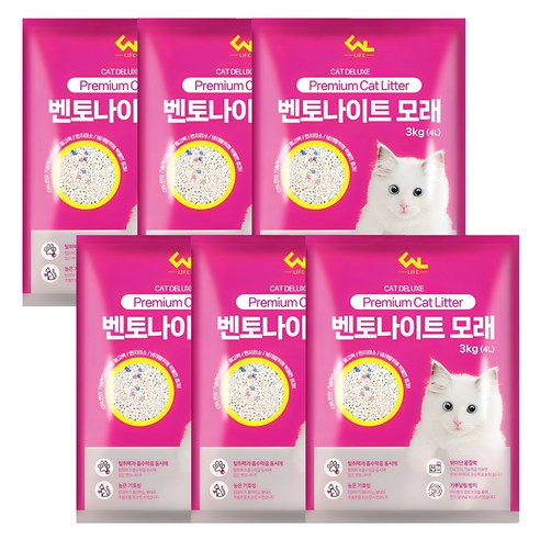 씨엔앨라이프 응고형 벤토나이트 고양이 모래, 4L, 3kg, 6개, 오리지널