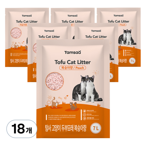 탐사 고양이 두부모래 7L (약 2.8kg), 18개, 복숭아향