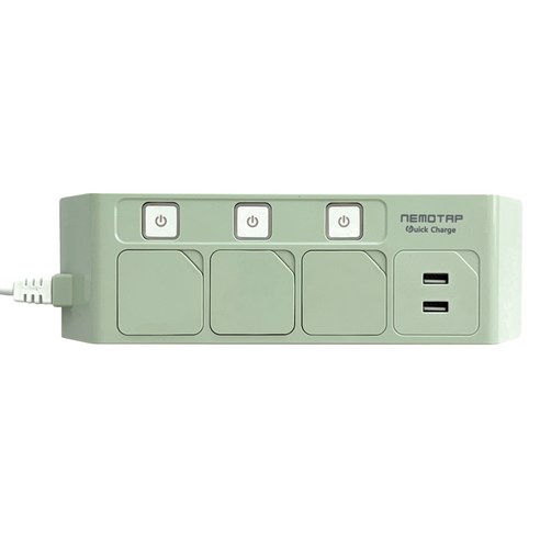 네모탭 USB 개별 고속충전 A타입 3.0A 멀티탭 3구 SY-NB3 USBQC-2, 1.5m, 카모그린, 1개