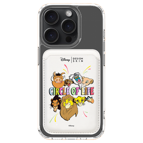 DESIGNSKIN 디즈니 라이온킹 맥세이프 레더 포켓, 화이트 + 라이온 킹 패밀리, 1개