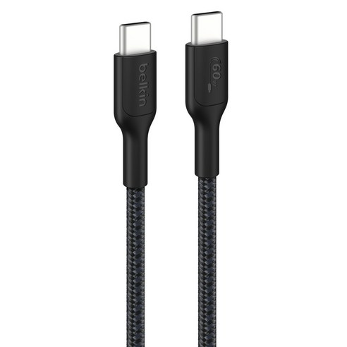 벨킨 C타입-C타입 60W 브레이디드 고속 충전 케이블 CAB024fq2MBK, 2m, 블랙, 1개