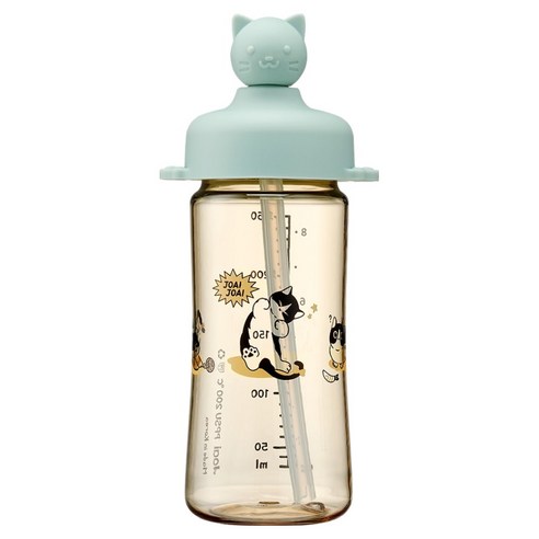 조아이 냥이 실리콘 토퍼 빨대컵, 250ml, 1세트, 민트