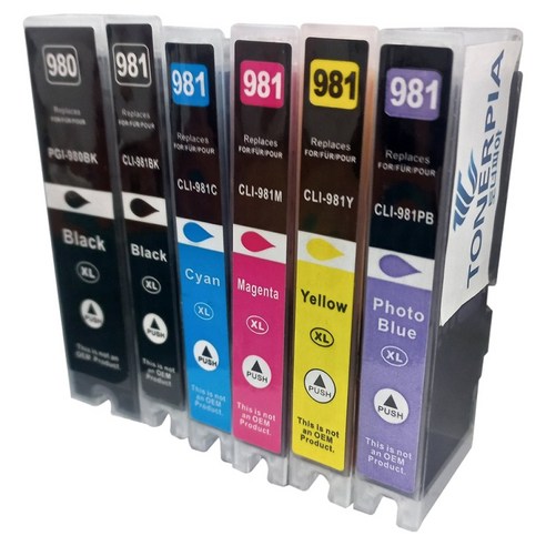 토너피아 6종 세트 PGI-980XL CLI-981XL TS8190 TS8195 TS8290 TS8295 TS8298 TS8390 TS8391 TS8392 캐논 호환잉크