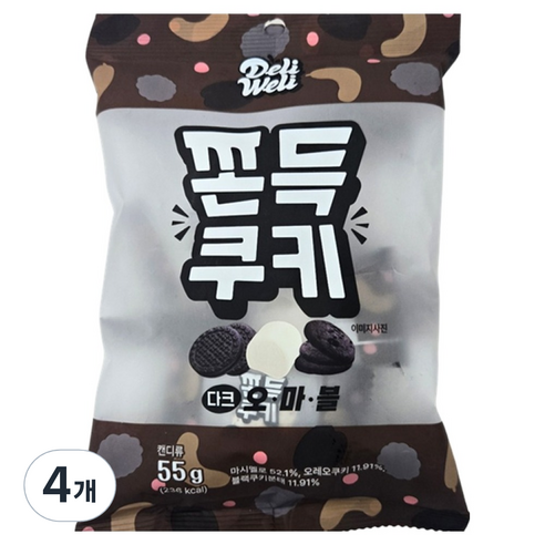 델리웰리 쫀득쿠키 다크 오마블, 55g, 4개