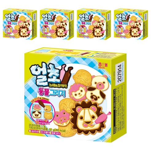 해태제과 얼초 동물 그리기 세트, 단품, 5개