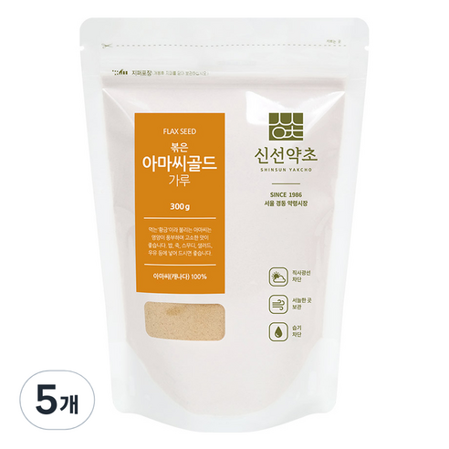 신선약초 볶은 아마씨 가루, 300g, 5개