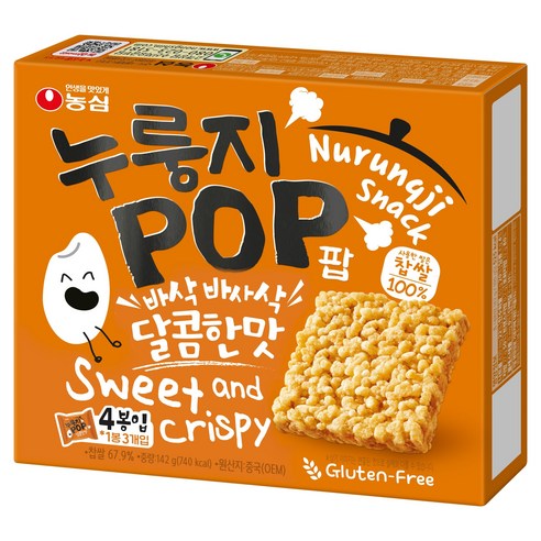 농심 누룽지팝 달콤한 맛 142g, 142g, 1개