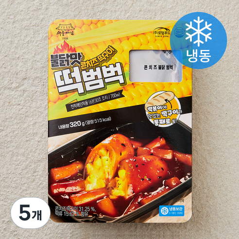 [로켓프레시] 서울마님 불닭맛 콘치즈떡구이 떡범벅 (냉동), 320g, 5개