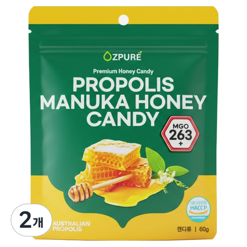 오즈퓨어 프로폴리스 마누카꿀 캔디, 60g, 2개