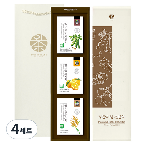 평창다원 유기농 건강차 선물세트 1호, 건강차 3종 + 선물박스 + 쇼핑백, 4세트