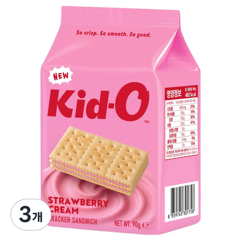 키드오 딸기 크래커 샌드위치, 3개, 90g